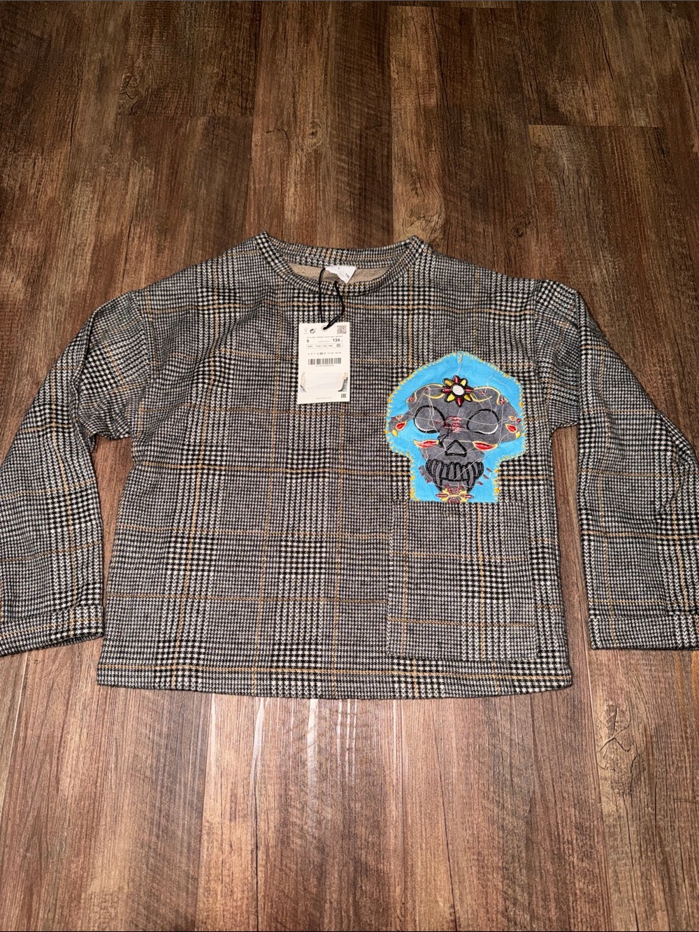 Zara Kids ERC Skeleton Plaid shirt size 9 NWT - Picture 1 of 6